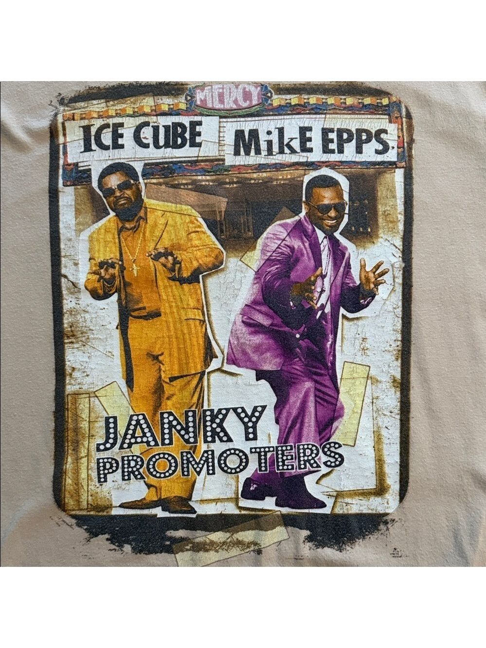 Janky Promoters Graphic Tee RARE Size XL Ice Cube Mike Epps Tan Movie